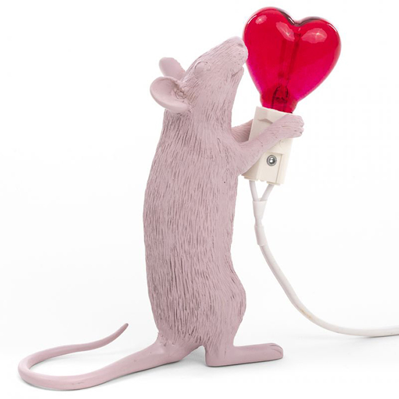 Настольная лампа Seletti Mouse Step Love USB Белый Красный Настольная лампа Seletti Mouse Step Love USB Белый Красный в Брянске | Loft Concept