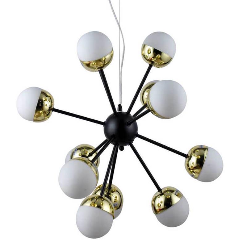 Люстра Sputnik White and Gold Globe Chandelier 12 Черный Золотой Белый Люстра Sputnik White and Gold Globe Chandelier 12 Черный Золотой Белый в Брянске | Loft Concept