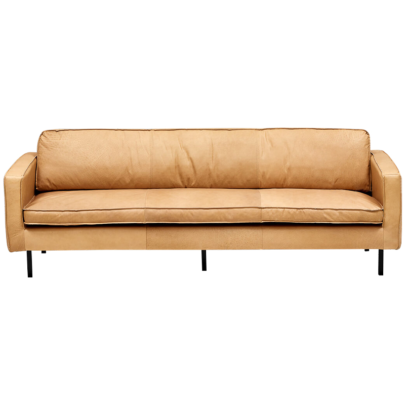 Диван кожаный Adrian Beige Leather Sofa Бежевый Черный Диван кожаный Adrian Beige Leather Sofa Бежевый Черный в Брянске | Loft Concept