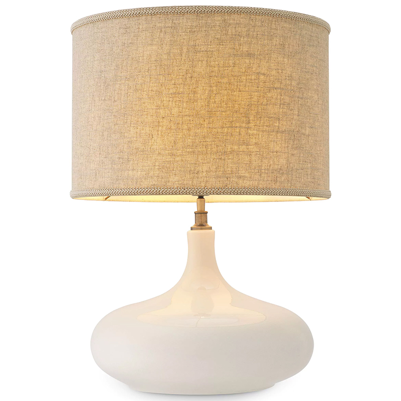 Настольная лампа Eichholtz Table Lamp Jones Белый Бежево-серый Латунь Настольная лампа Eichholtz Table Lamp Jones Белый Бежево-серый Латунь в Брянске | Loft Concept