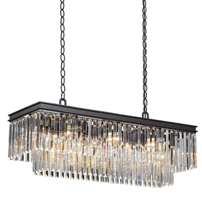 Люстра RH 1920s Odeon Clear Glass Rectangular Chandelier Black iron 100 Черный матовый Прозрачное Стекло Люстра RH 1920s Odeon Clear Glass Rectangular Chandelier Black iron 100 Черный матовый Прозрачное Стекло в Брянске | Loft Concept