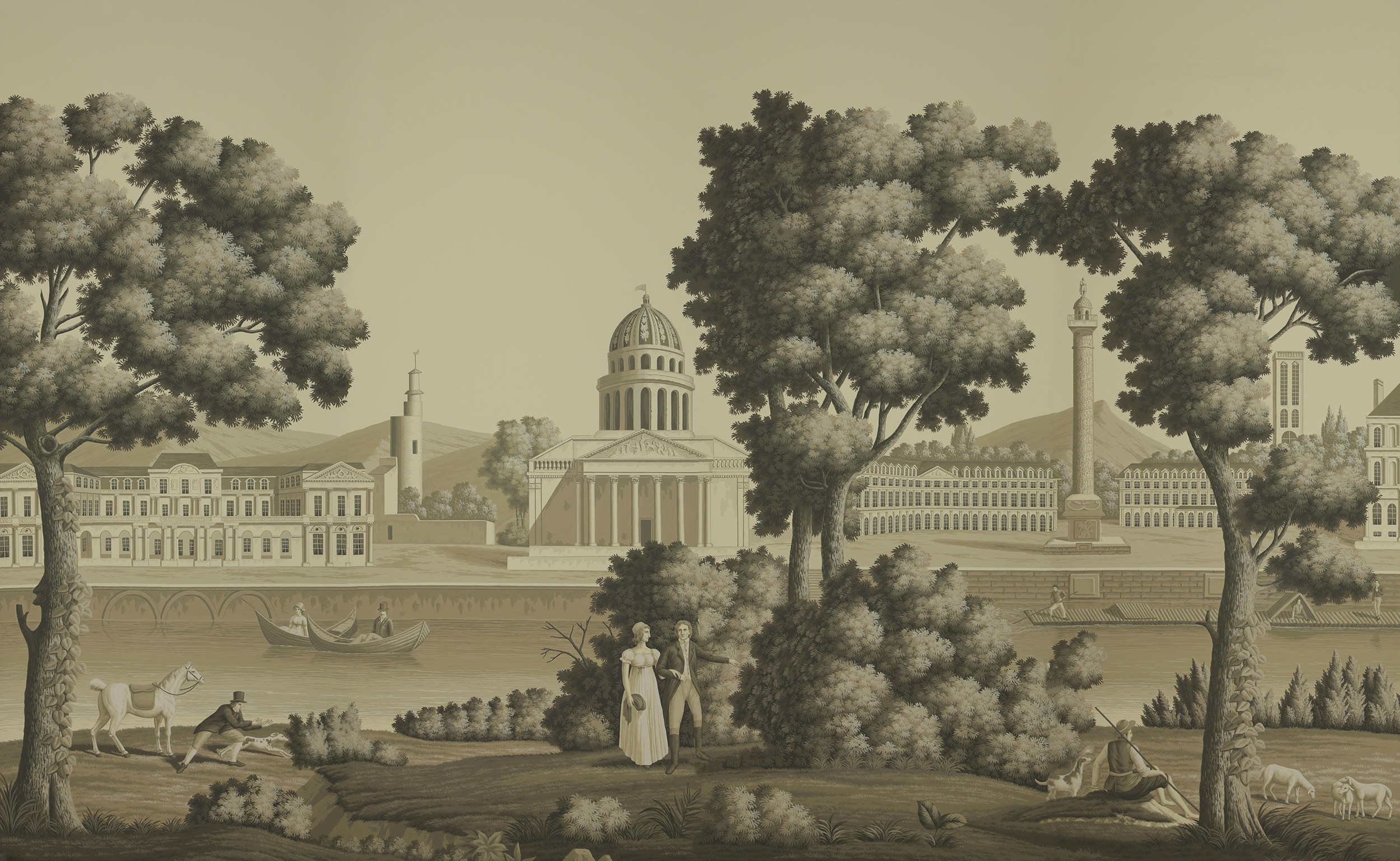 Обои ручная роспись Monuments of Paris Terre Foncée on scenic paper Обои ручная роспись Monuments of Paris Terre Foncée on scenic paper - постер Loft-Concept в Брянске