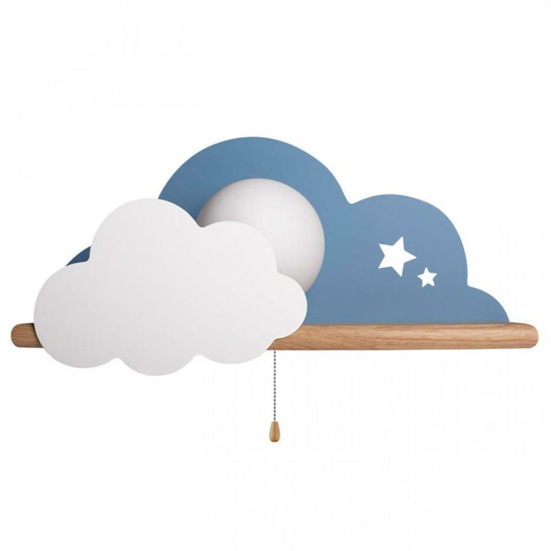 Бра с полкой голубое Облако Wall Lamp Blue Cloud Голубой Древесина Бра с полкой голубое Облако Wall Lamp Blue Cloud Голубой Древесина в Брянске | Loft Concept