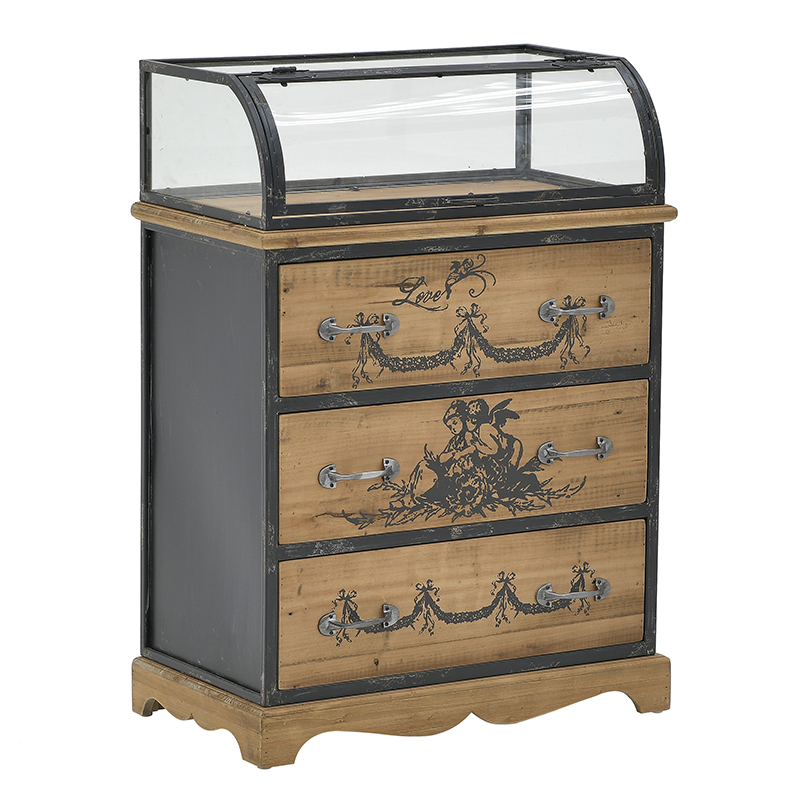 Комод со стеклянной витриной в стиле прованс Lesia Chest of Drawers Черный Коричневый Комод со стеклянной витриной в стиле прованс Lesia Chest of Drawers Черный Коричневый в Брянске | Loft Concept