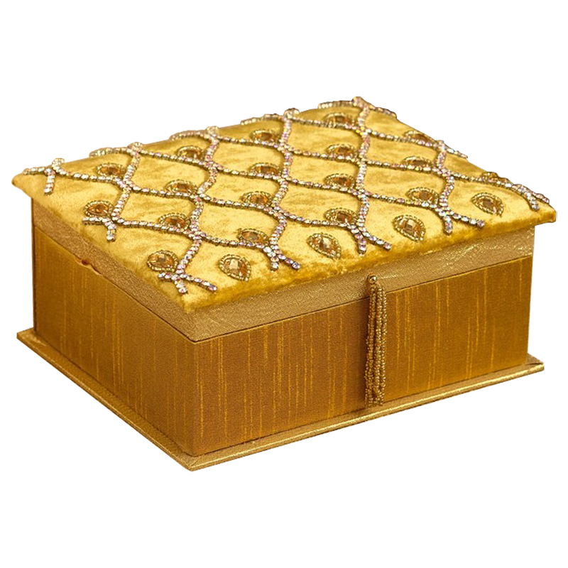 Шкатулка с вышивкой из бисера Felicia Beads Embroidery Box Золотой Шкатулка с вышивкой из бисера Felicia Beads Embroidery Box Золотой в Брянске | Loft Concept