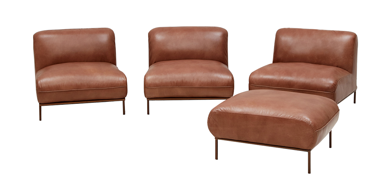 Угловой кожаный диван Macaire Leather Sofa - фото №1