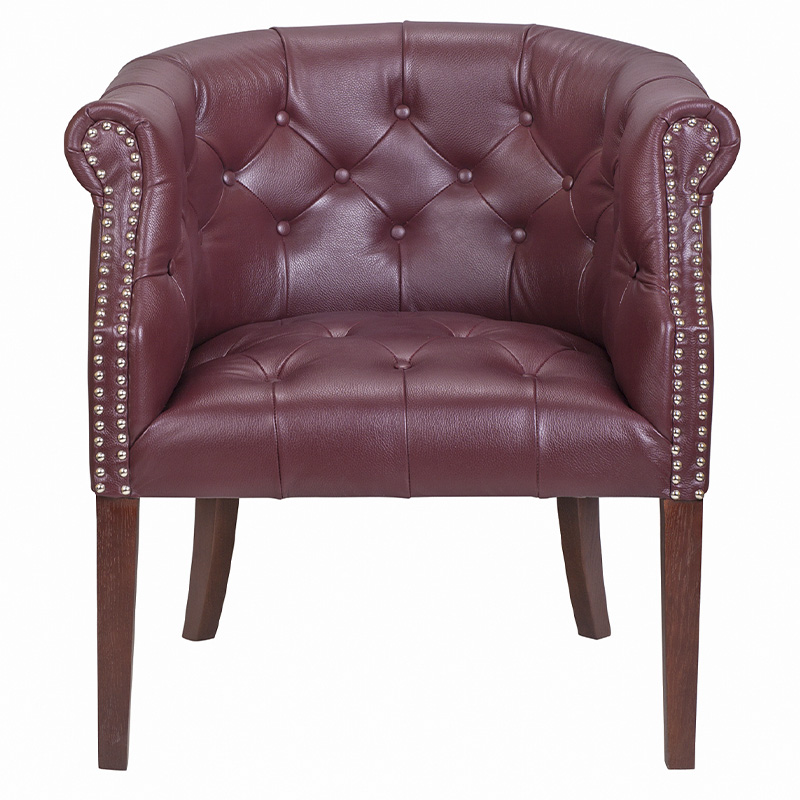 Кресло низкое из натуральной кожи на 4-х деревянных ножках из массива бука Chloe Leather Armchair vine Бордовый Коричневый Кресло низкое из натуральной кожи на 4-х деревянных ножках из массива бука Chloe Leather Armchair vine Бордовый Коричневый в Брянске | Loft Concept