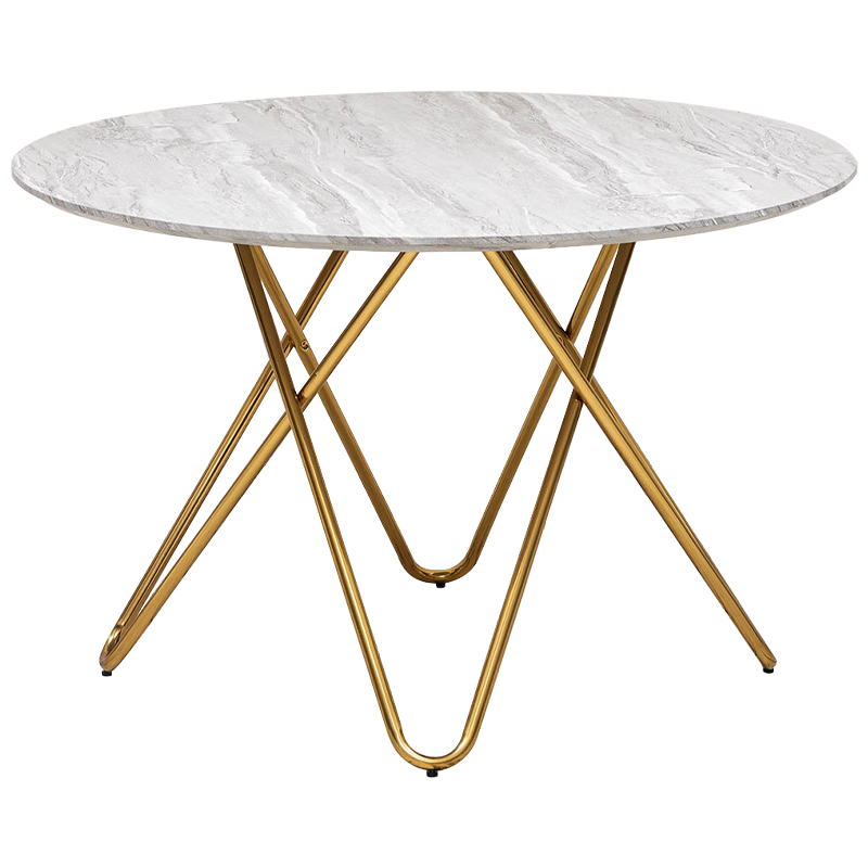 Обеденный круглый стол Alanis Round Dinner Table Золотой Белый Серый Обеденный круглый стол Alanis Round Dinner Table Золотой Белый Серый в Брянске | Loft Concept
