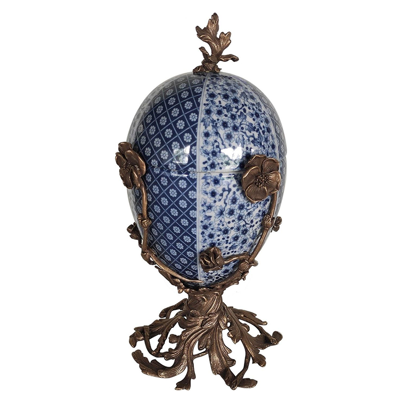 Шкатулка фарфоровая на бронзовой подставке Porcelain & Bronze Синий Бронза Шкатулка фарфоровая на бронзовой подставке Porcelain & Bronze Синий Бронза в Брянске | Loft Concept