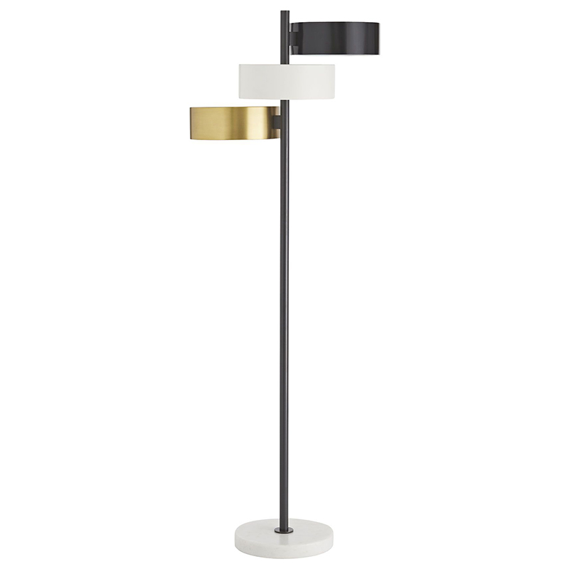 Торшер Arteriors HUTTON FLOOR LAMP Латунь Черный Белый Торшер Arteriors HUTTON FLOOR LAMP Латунь Черный Белый в Брянске | Loft Concept