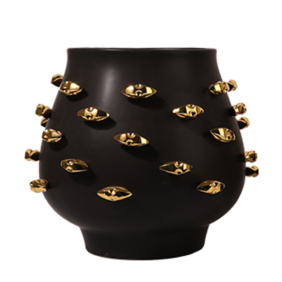 Ваза KISS Vase Black Черный Золотой в Брянске | Loft Concept 