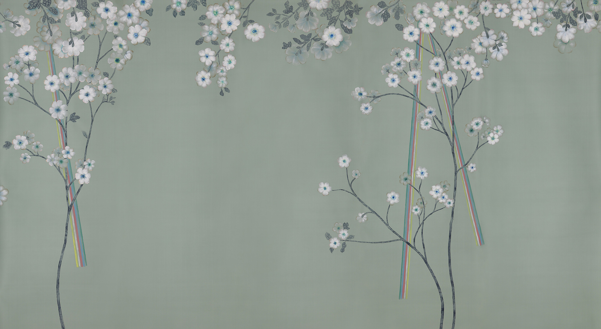 Обои ручная роспись Anemones in Light Daybreak on Blue Grey dyed silk Обои ручная роспись Anemones in Light Daybreak on Blue Grey dyed silk - постер Loft-Concept в Брянске