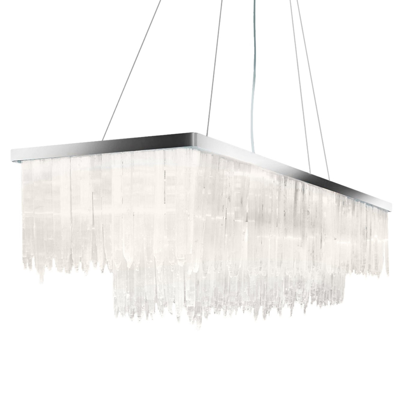Люстра LAMP SELENITE RECT chromium 130 Прозрачный белый Хром в Брянске | Loft Concept 