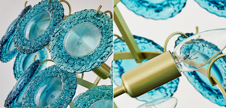 Люстра Blue Glass disk Chandelier Люстра Blue Glass disk Chandelier - Loft-Concept в Брянске