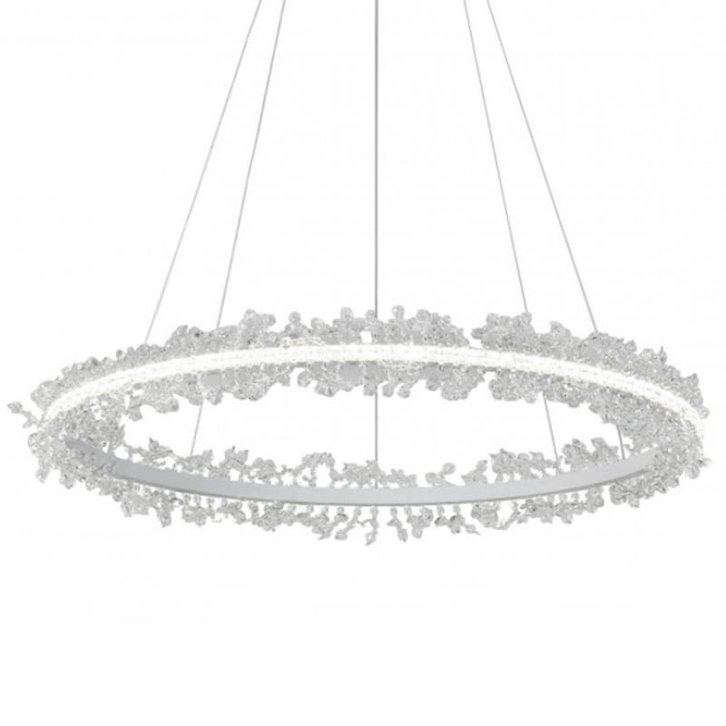 Crystal round chandelier Светильник Белое Кольцо из Хрусталя Прозрачный Латунь Crystal round chandelier Светильник Белое Кольцо из Хрусталя Прозрачный Латунь в Брянске | Loft Concept