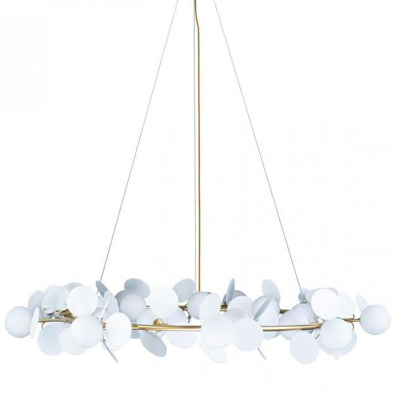 Люстра MATISSE Chandelier White диаметр 130 Белый Золотой Люстра MATISSE Chandelier White диаметр 130 Белый Золотой в Брянске | Loft Concept