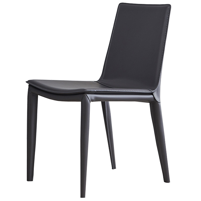 Стул с кожаной обивкой Elbert Chair Grey Серый Серый Стул с кожаной обивкой Elbert Chair Grey Серый Серый в Брянске | Loft Concept