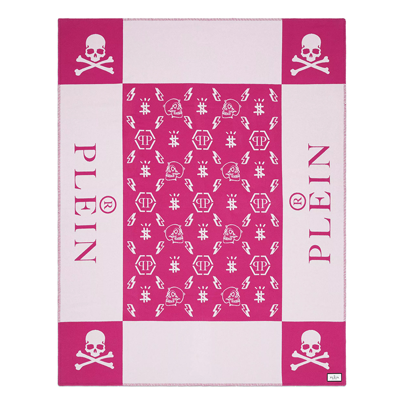 Плед Philipp Plein Plaid Cashmere Skull Pink Розовый Белый Плед Philipp Plein Plaid Cashmere Skull Pink Розовый Белый в Брянске | Loft Concept