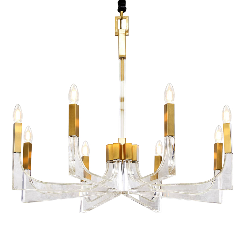Люстра акриловая Acrylic Chandelier Золотой Прозрачный Люстра акриловая Acrylic Chandelier Золотой Прозрачный в Брянске | Loft Concept
