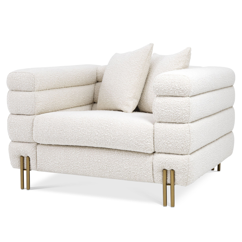 Кресло Eichholtz Chair York Boucle cream Кремовый Латунь Кресло Eichholtz Chair York Boucle cream Кремовый Латунь в Брянске | Loft Concept