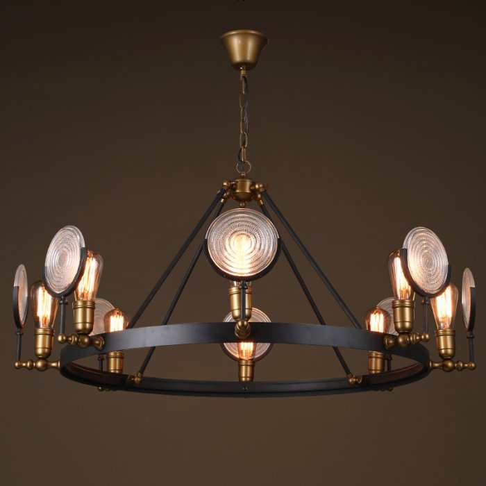 Люстра GASLIGHT LENS Chandelier 8 Черный Люстра GASLIGHT LENS Chandelier 8 Черный в Брянске | Loft Concept