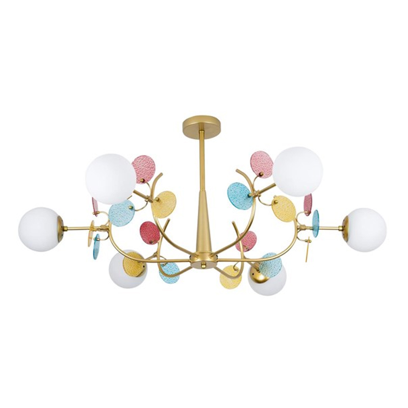 Люстра для низкого потолка MATISSE Multi glass 6 плафонов Золотой Латунь Люстра для низкого потолка MATISSE Multi glass 6 плафонов Золотой Латунь в Брянске | Loft Concept