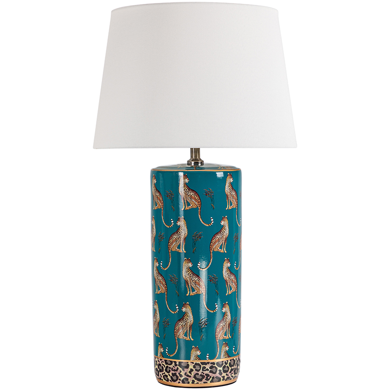 Настольная лампа с абажуром Leopard Lampshade Emerald Изумрудный Белый Коричневый Настольная лампа с абажуром Leopard Lampshade Emerald Изумрудный Белый Коричневый в Брянске | Loft Concept