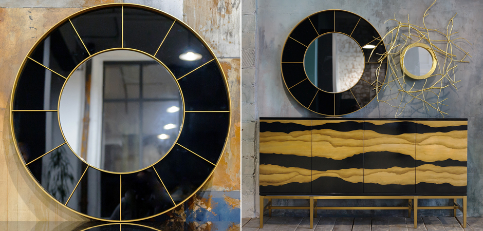Зеркало Sectors Circle Mirror black Зеркало Sectors Circle Mirror black - Loft-Concept в Брянске