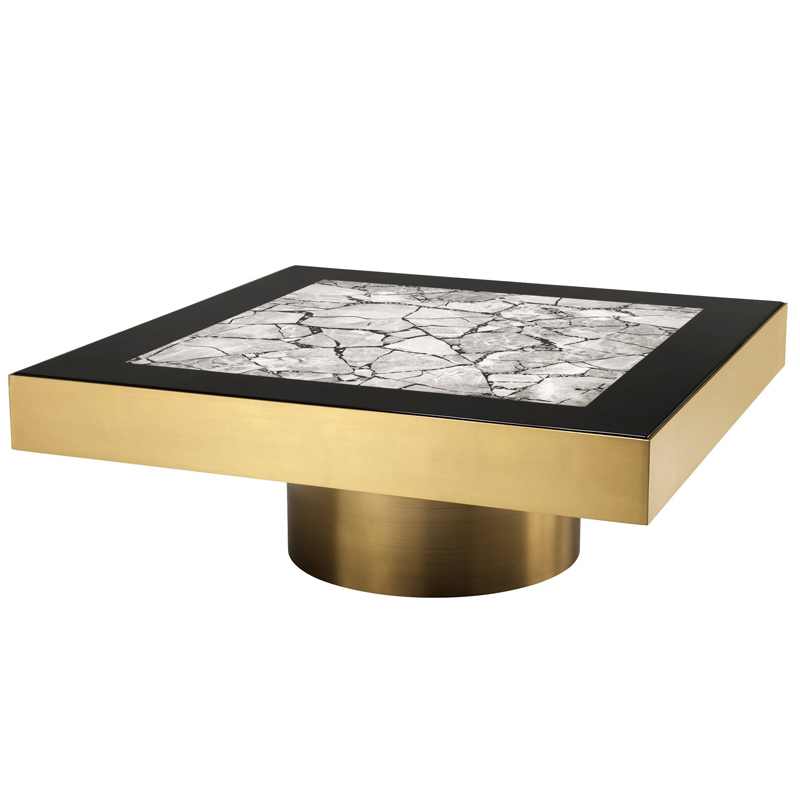 Кофейный стол Eichholtz Coffee Table Tatler Матовая латунь Черный Серый Кофейный стол Eichholtz Coffee Table Tatler Матовая латунь Черный Серый в Брянске | Loft Concept