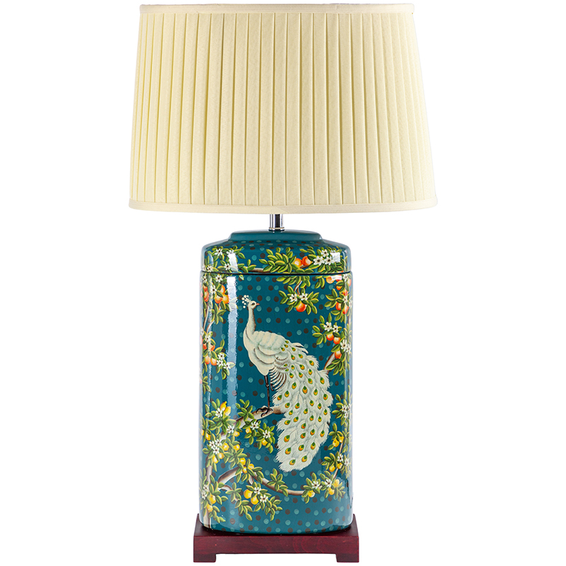 Настольная лампа White Peacock Lampshade Изумрудный Бежевый Мульти Настольная лампа White Peacock Lampshade Изумрудный Бежевый Мульти в Брянске | Loft Concept