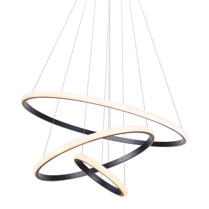Люстра Ring Horizontal Trio black 60+40+20 Черный Белый Люстра Ring Horizontal Trio black 60+40+20 Черный Белый в Брянске | Loft Concept