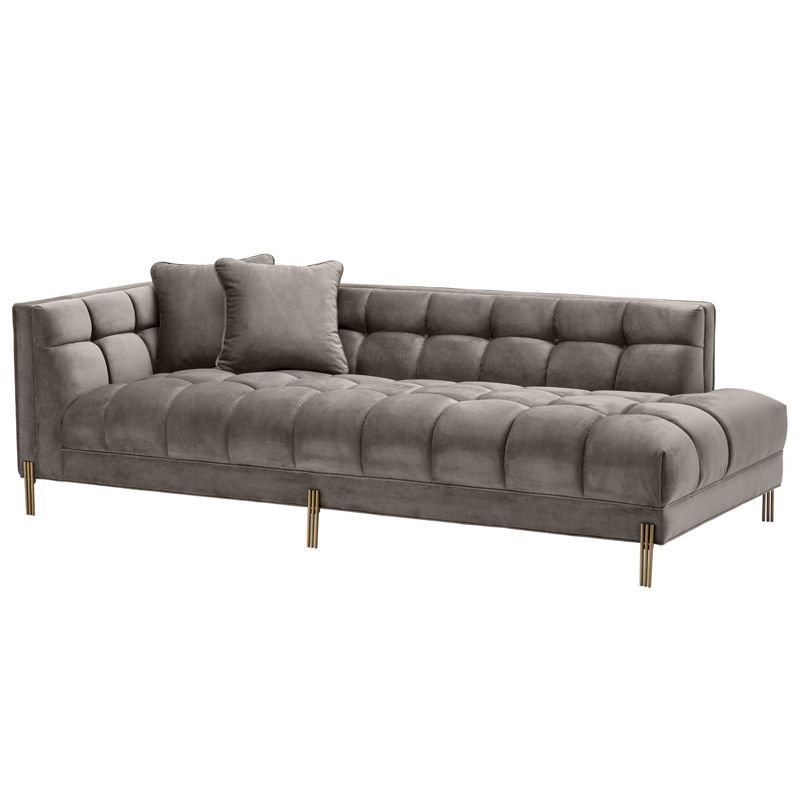 Кушетка Eichholtz Lounge Sofa Sienna Left Серый Матовая латунь Кушетка Eichholtz Lounge Sofa Sienna Left Серый Матовая латунь в Брянске | Loft Concept