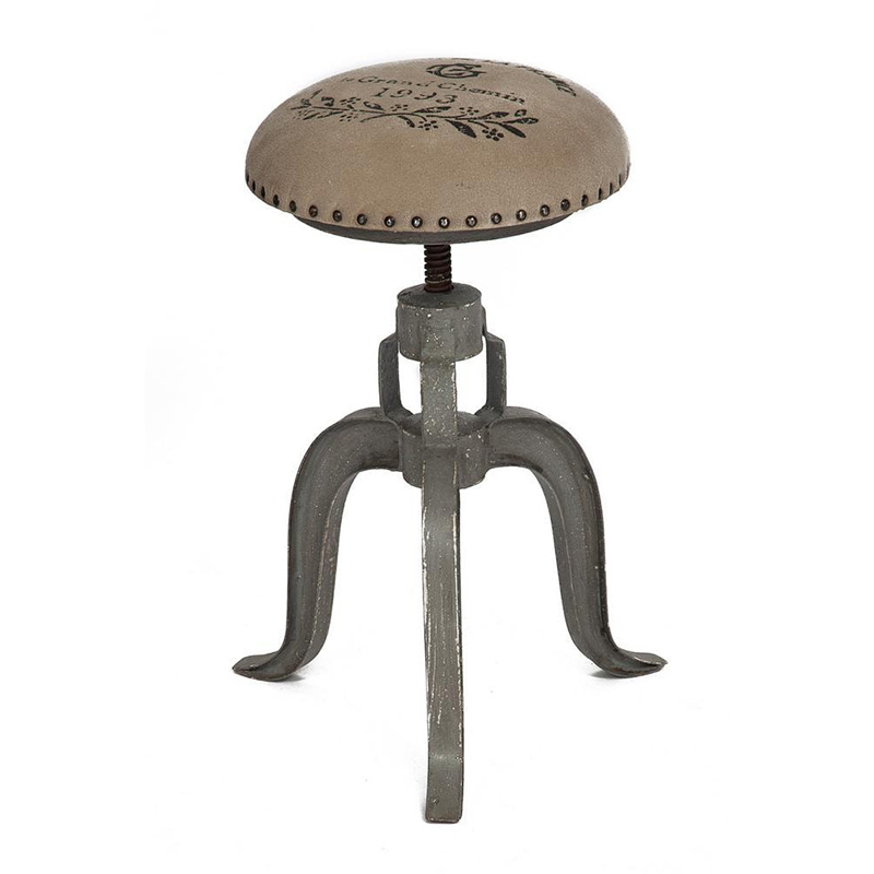 Барный стул Antique Metal Bar Stool Серый Бежево-серый Барный стул Antique Metal Bar Stool Серый Бежево-серый в Брянске | Loft Concept