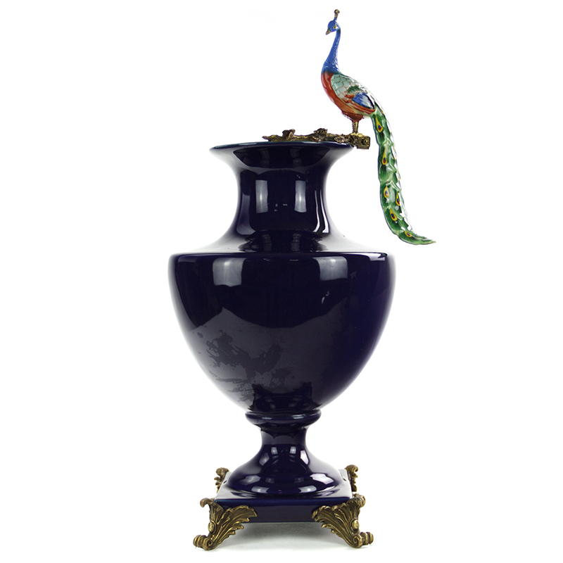 Ваза Selenia Blue Vase Peacock Темно-синий Бронза Ваза Selenia Blue Vase Peacock Темно-синий Бронза в Брянске | Loft Concept