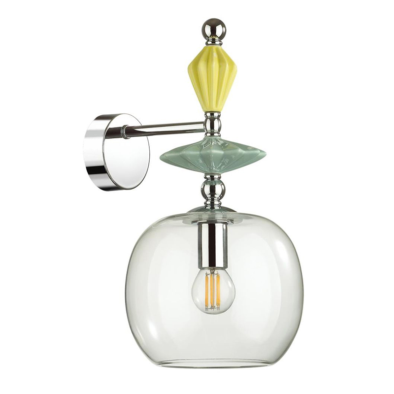 Бра Iris Glas wall lamp A chrome Прозрачное Стекло Прозрачный зеленый Желтый Хром Бра Iris Glas wall lamp A chrome Прозрачное Стекло Прозрачный зеленый Желтый Хром в Брянске | Loft Concept
