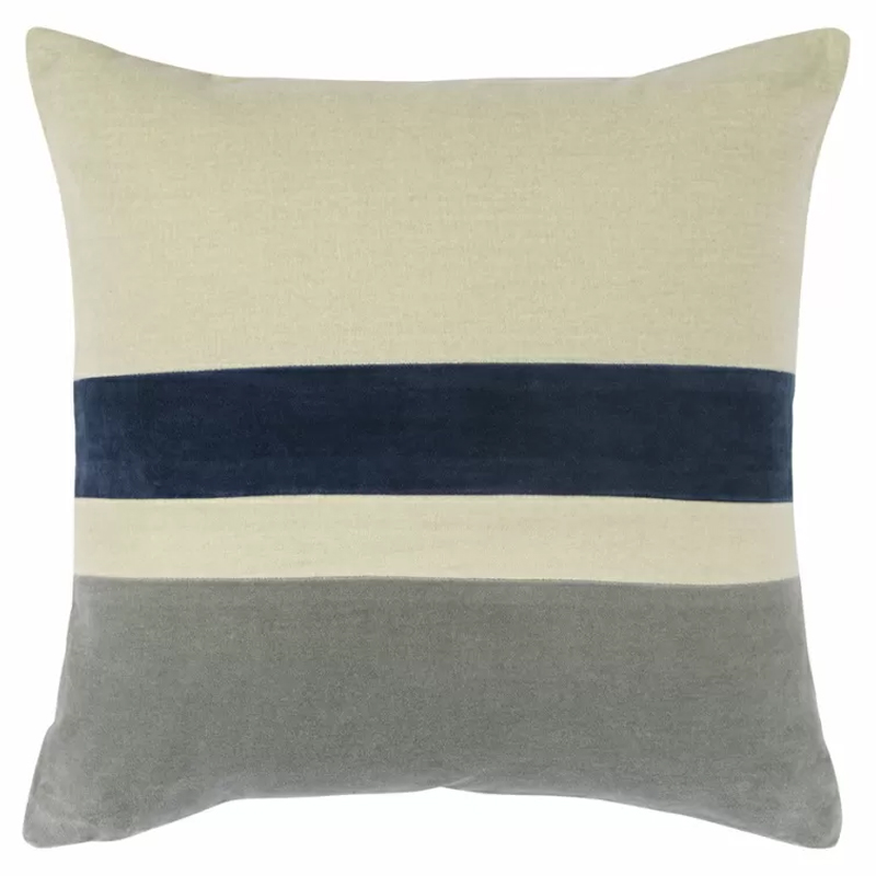 Чехол на подушку с геометрическим рисунком Elan Stripe Pillow Бежевый Темно-синий Серый Чехол на подушку с геометрическим рисунком Elan Stripe Pillow Бежевый Темно-синий Серый в Брянске | Loft Concept