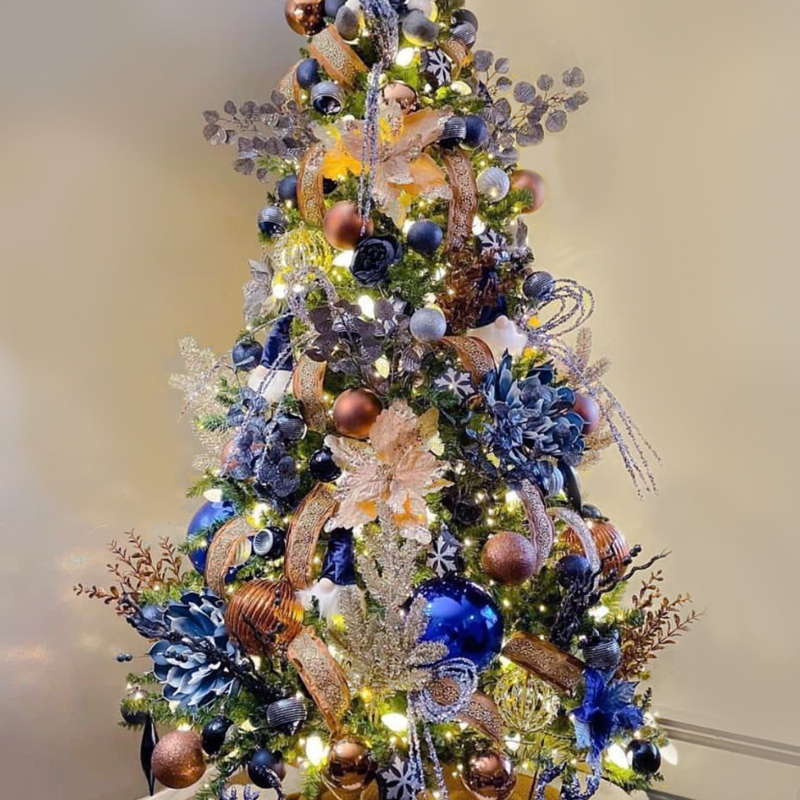 Дизайнерская Ель Синие Цветы Christmas tree Blue flowers Синий Золотой Серебряный Дизайнерская Ель Синие Цветы Christmas tree Blue flowers Синий Золотой Серебряный в Брянске | Loft Concept