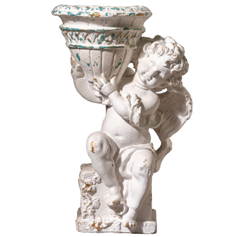 Кашпо Angel with Flowerpot Provence Белый Бирюзовый Золотой Кашпо Angel with Flowerpot Provence Белый Бирюзовый Золотой в Брянске | Loft Concept