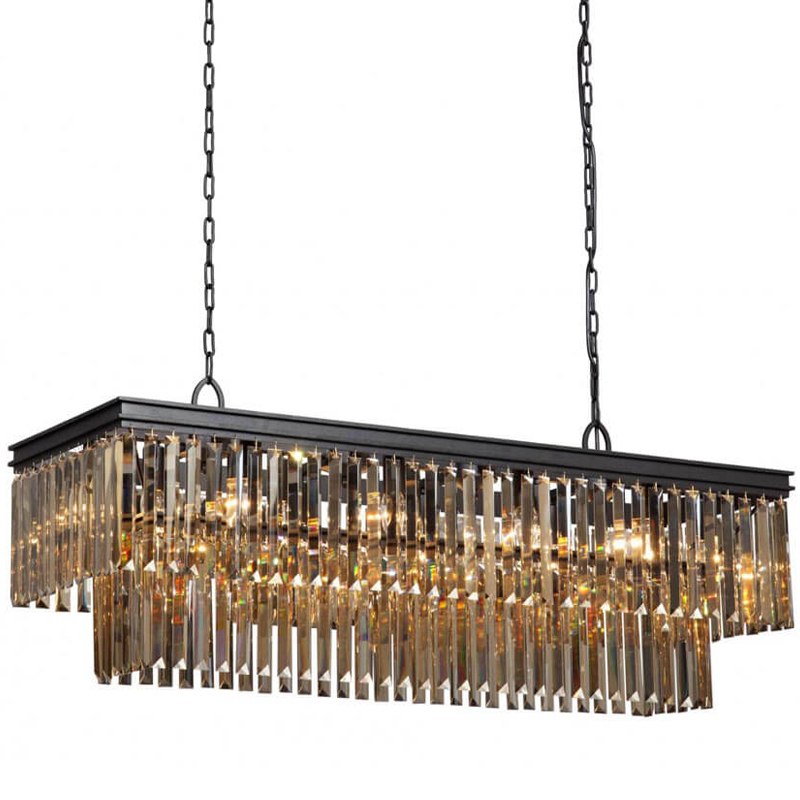 Люстра Odeon Amber Glass Rectangular Chandelier Black iron Янтарное стекло длина 120 Черный матовый Люстра Odeon Amber Glass Rectangular Chandelier Black iron Янтарное стекло длина 120 Черный матовый в Брянске | Loft Concept