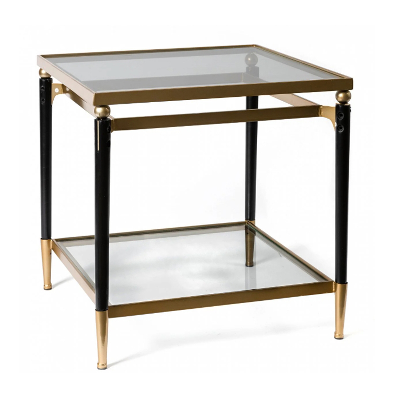 Приставной столик Black & Gold Table two-tier Черный матовое золото Приставной столик Black & Gold Table two-tier Черный матовое золото в Брянске | Loft Concept