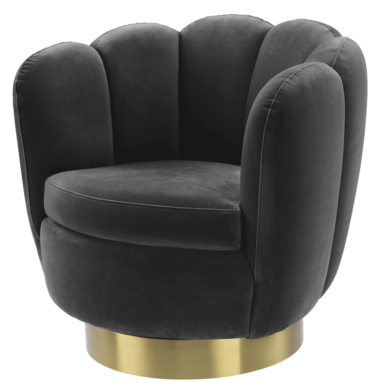 Кресло Eichholtz Swivel Chair Mirage dark grey Серый Матовая латунь Кресло Eichholtz Swivel Chair Mirage dark grey Серый Матовая латунь в Брянске | Loft Concept