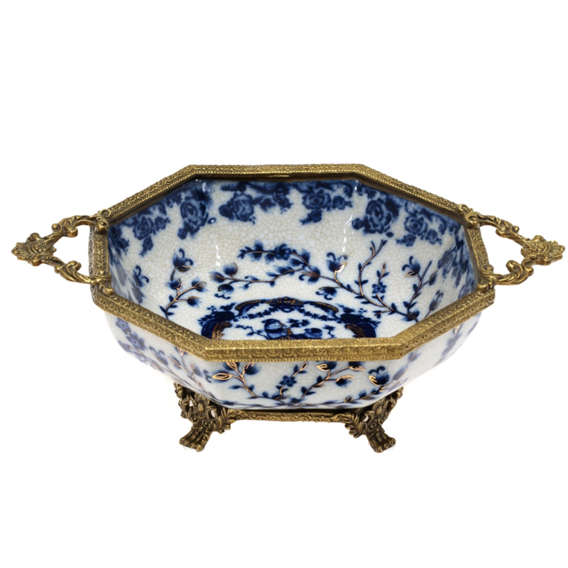 Чаша Bronze Edging Bowl Синий Белый Бронза Чаша Bronze Edging Bowl Синий Белый Бронза в Брянске | Loft Concept