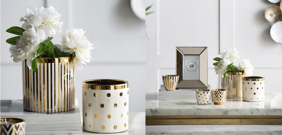 Ваза Gold & White Stripes Ваза Gold & White Stripes - Loft-Concept в Брянске