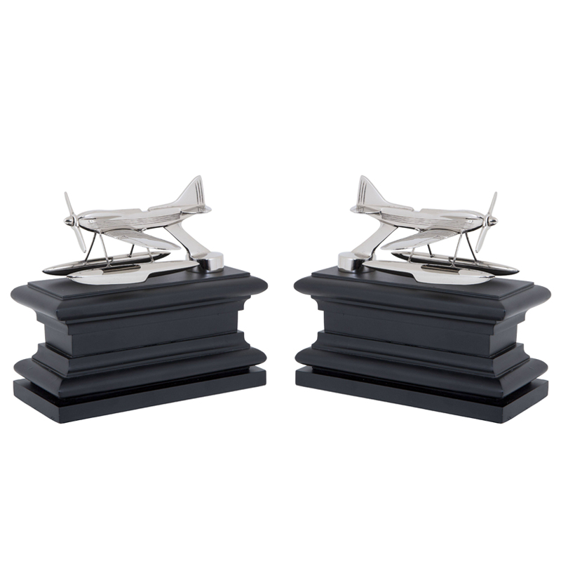 Держатель для книг Eichholtz Bookend Hydroplane set of 2 Nickel Никель Черный Держатель для книг Eichholtz Bookend Hydroplane set of 2 Nickel Никель Черный в Брянске | Loft Concept