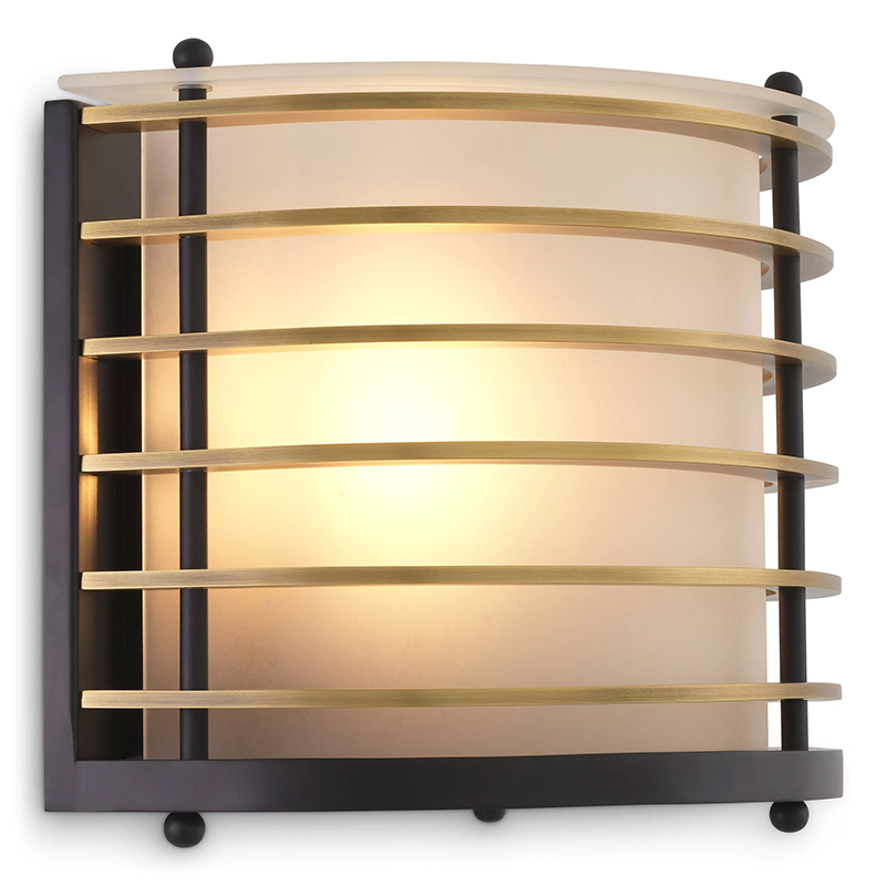 Бра Eichholtz Wall Lamp Logan Черный Латунь Белое матовое стекло Бра Eichholtz Wall Lamp Logan Черный Латунь Белое матовое стекло в Брянске | Loft Concept