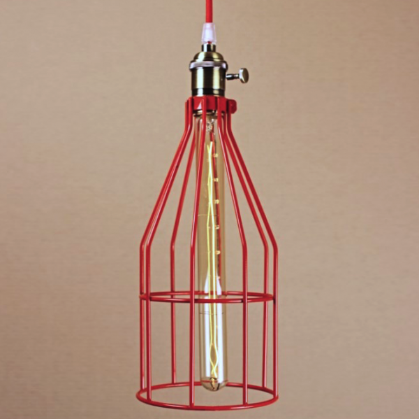 Подвесной светильник Wire Cage Pendant Twix Red Красный в Брянске | Loft Concept 