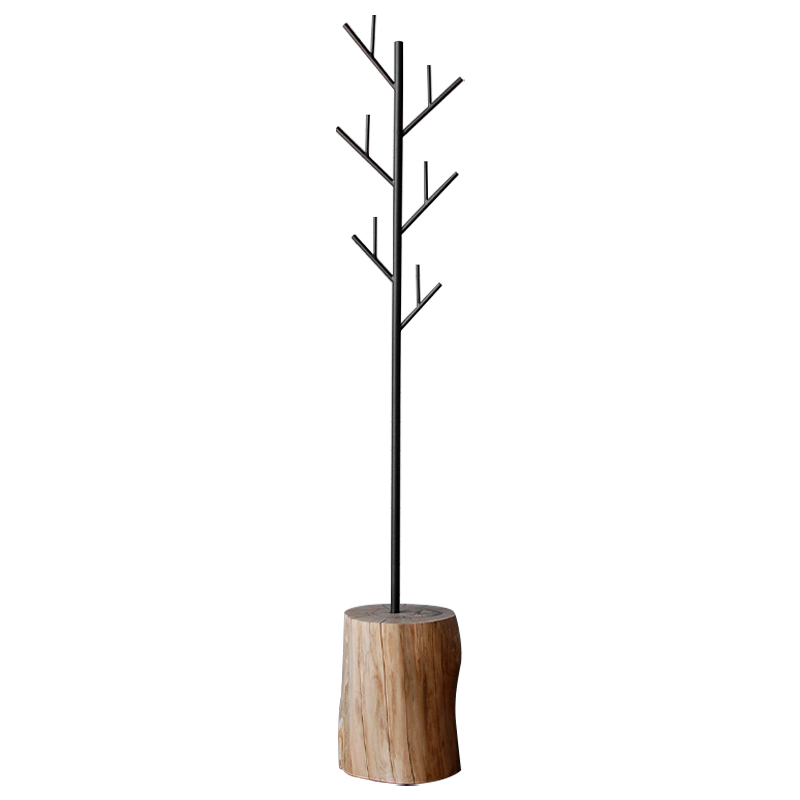 Вешалка Metal Branches and Stump Floor Hanger Black Черный Светлый дуб в Брянске | Loft Concept 