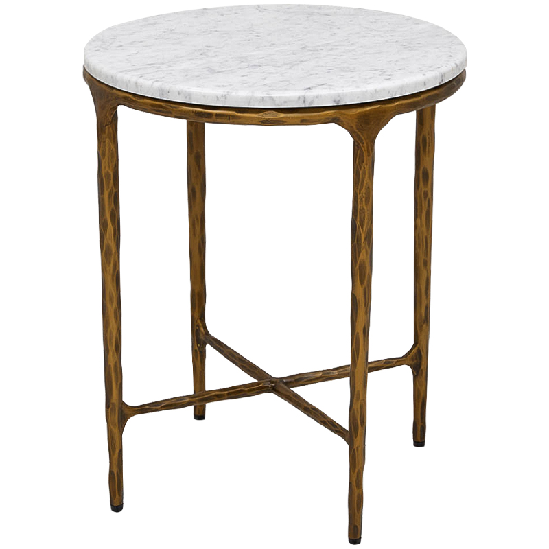 Приставной стол круглый с мраморной столешницей Randy Marble Round Coffee Table Белый Мрамор Bianco Золотой в Брянске | Loft Concept 