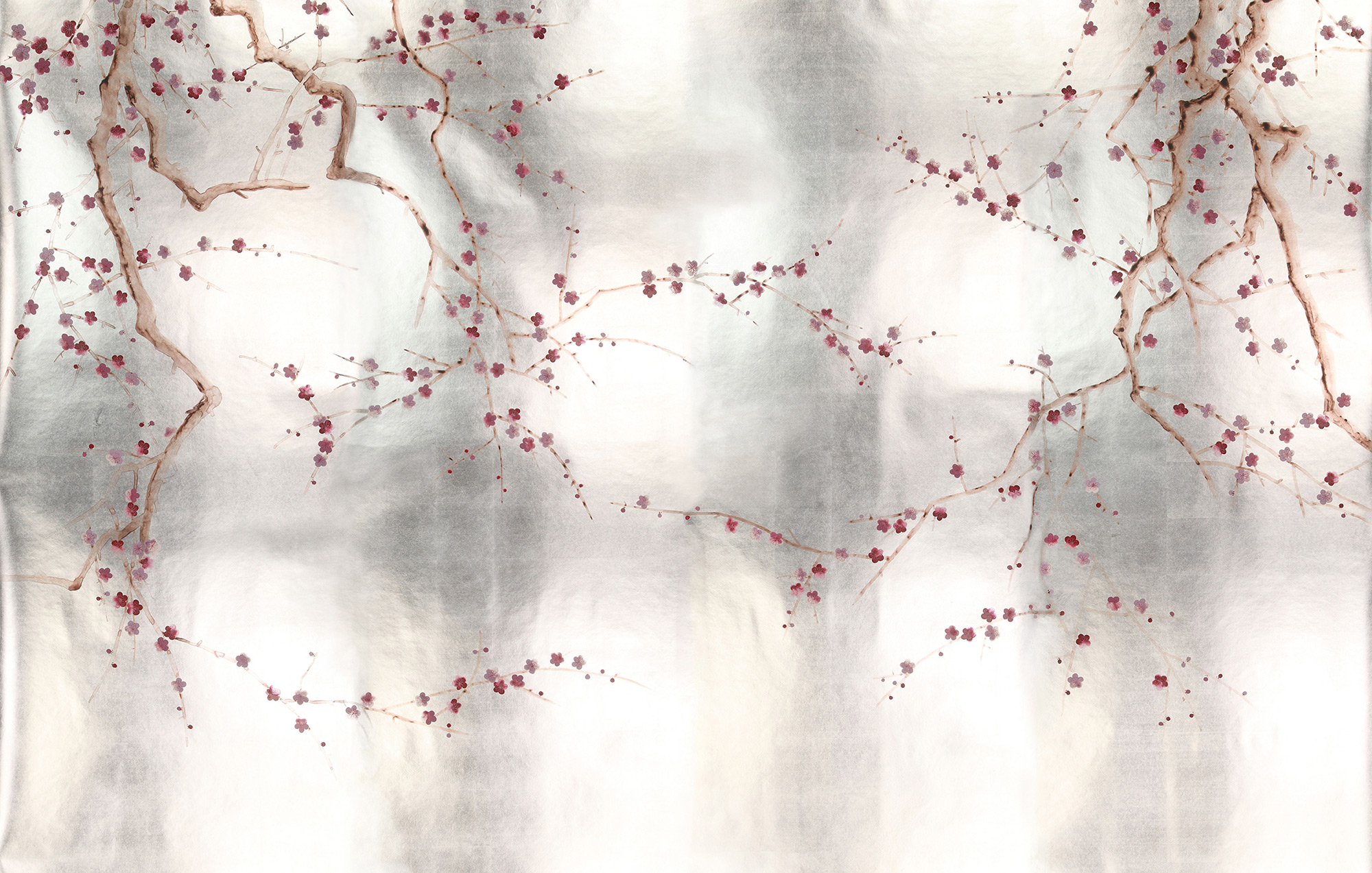 Обои ручная роспись Plum Blossom Blossom on Tarnished Silver gilded paper Обои ручная роспись Plum Blossom Blossom on Tarnished Silver gilded paper - постер Loft-Concept в Брянске