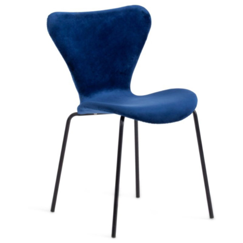 Стул Julissa Blue Chair флок Синий Черный Стул Julissa Blue Chair флок Синий Черный в Брянске | Loft Concept